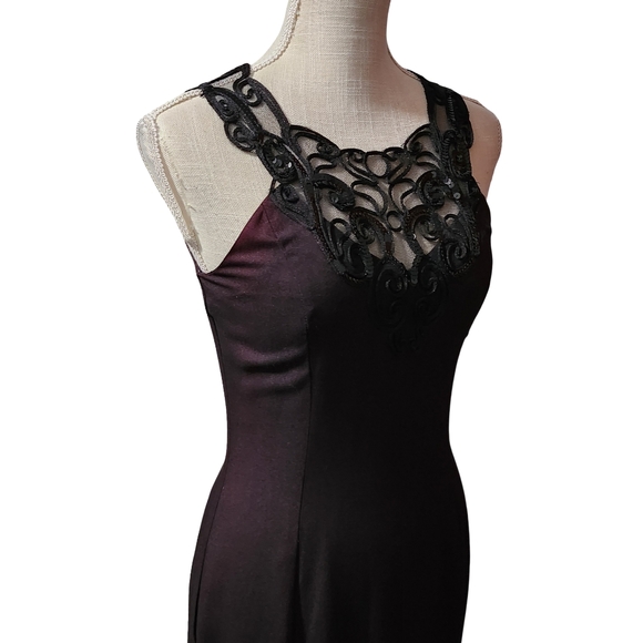 JESSICA McCLINTOCK Gunne Sax Dress Womens 7/8 Black Maxi Gown Lace Witchy Gothic - Picture 9 of 16